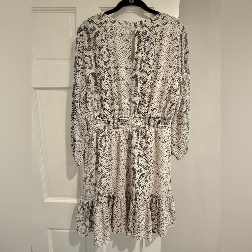 J. Crew Black and White Snake Print Long Sleeve Dress